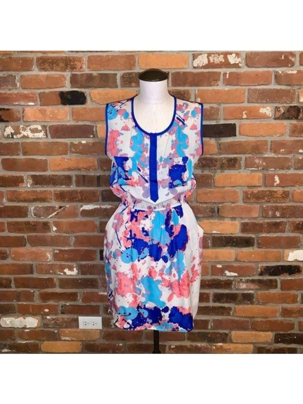 AQUA Womens Sleeveless Printed Blouson Dress Size Small